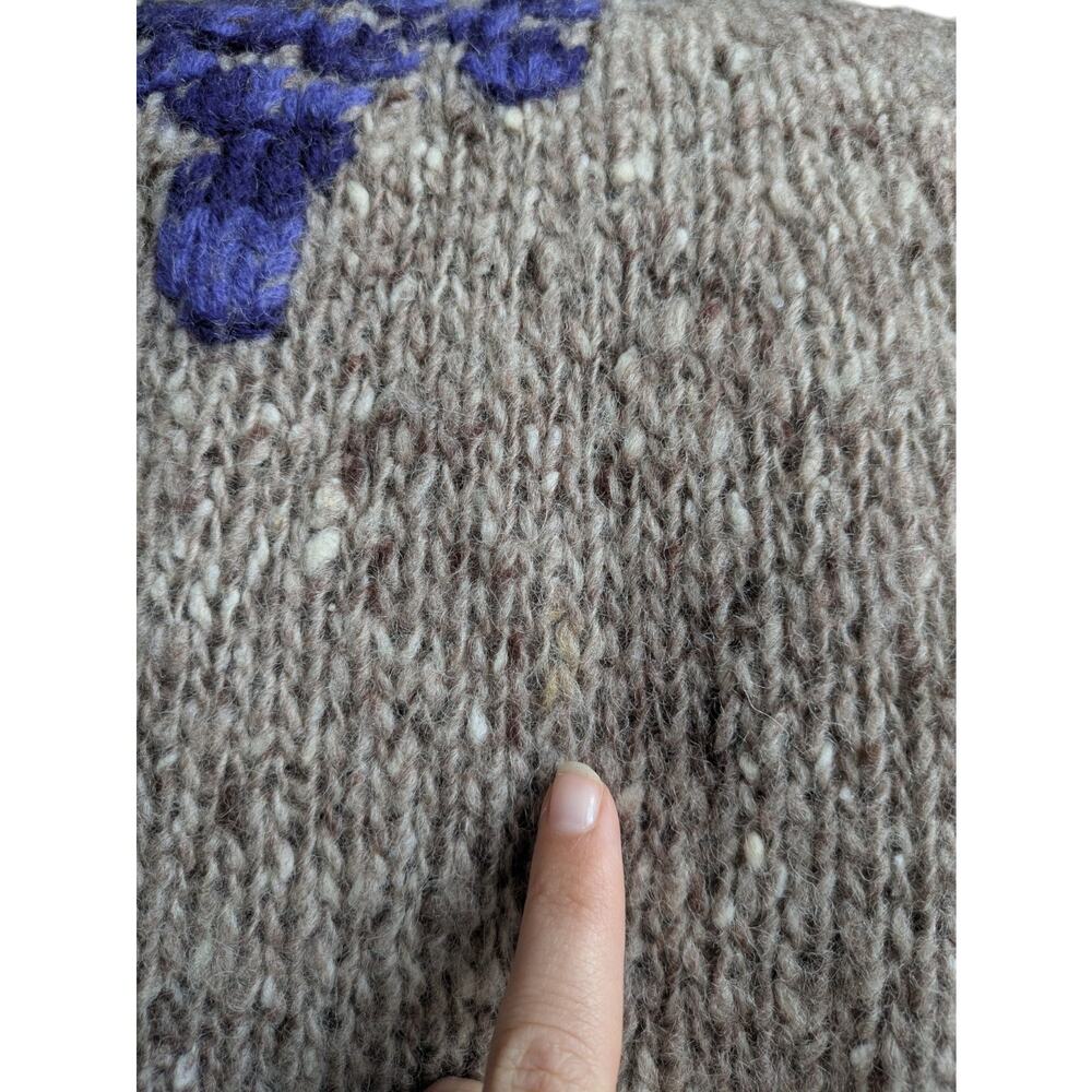 Vintage Ann Taylor Hand Knit Grape Grapevines Pullover Sweater Size Large Wool - Picture 8 of 12